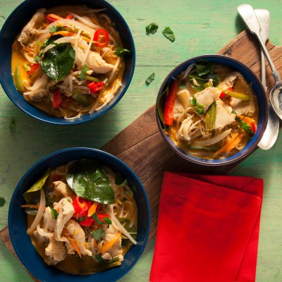 Coconut Broth and Chicken Noodles