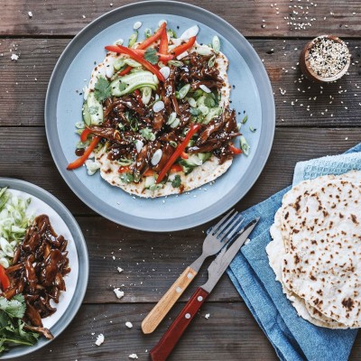 Rich Hoisin Duck Flatbreads Recipes Blue Dragon Goats' milk yoghurt works particularly well in this easy flatbread recipe. rich hoisin duck flatbreads