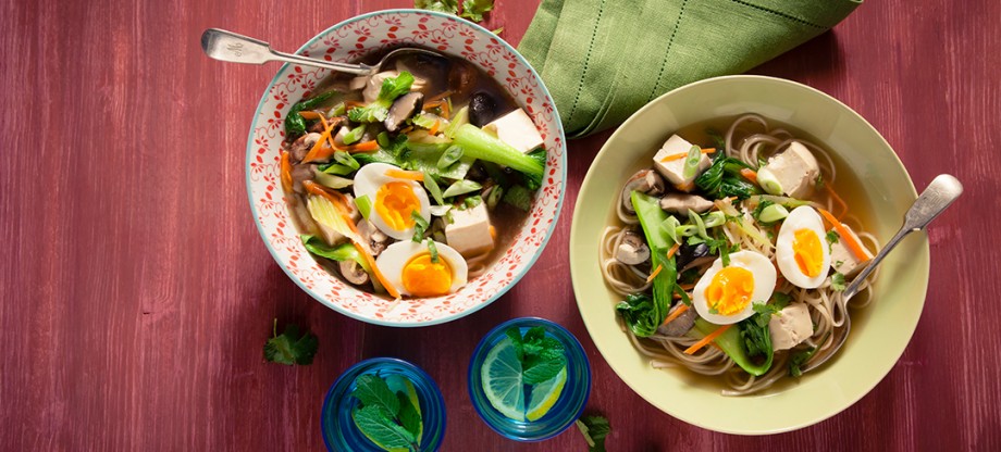 Tofu and Vegetable Ramen Noodle Soup